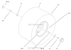 REAR WHEEL AND TIRE ASSEMBLY