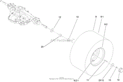 REAR WHEEL AND TIRE ASSEMBLY