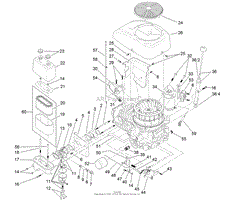 CARBURETOR, STARTER AND FAN SHROUD ASSEMBLY