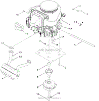 ENGINE, MUFFLER AND CLUTCH ASSEMBLY