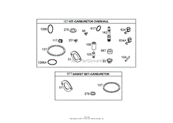 CARBURETOR OVERHAUL KIT BRIGGS AND STRATTON 286H77-0165-E1