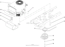 ENGINE, MUFFLER AND PTO ASSEMBLY