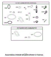 CARBURETOR OVERHAUL KIT ASSEMBLY BRIGGS AND STRATTON 280H07-0166-E1