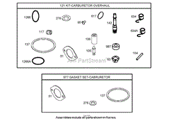 CARBURETOR OVERHAUL KIT ASSEMBLY BRIGGS AND STRATTON MODEL 31H777-0168-E1