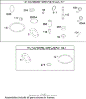 CARBURETOR OVERHAUL KIT ASSEMBLY BRIGGS AND STRATTON 31H777-0168-E1