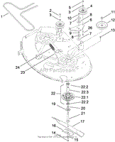 42 INCH DECK SPINDLE AND BELT DRIVE ASSEMBLY