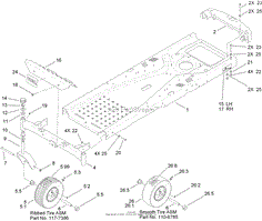 FRAME AND CASTER WHEEL ASSEMBLY