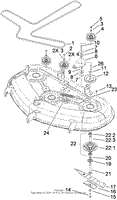 50 INCH DECK, SPINDLE AND DRIVE BELT ASSEMBLY