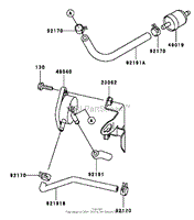 FUEL TANK AND FUEL VALVE ASSEMBLY KAWASAKI FH500V-BS36