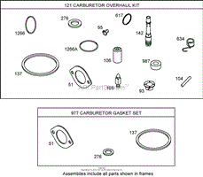 CARBURETOR OVERHAUL KIT (KEIHIN) BRIGGS AND STRATTON 31P777-0125-E1