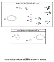 CARBURETOR OVERHAUL KIT ASSEMBLY ENGINE BRIGGS AND STRATTON MODEL 31F777-0161-E1