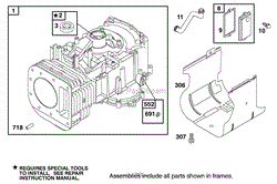 CYLINDER ASSEMBLY ENGINE BRIGGS AND STRATTON MODEL 311777-0151-E1(2)