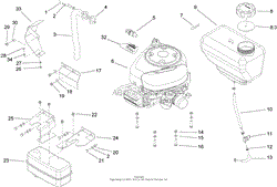 ENGINE, MUFFLER AND FUEL TANK ASSEMBLY