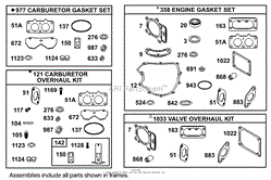 CARBURETOR OVERHAUL KIT ASSEMBLY BRIGGS AND STRATTON 406777-0157-E1