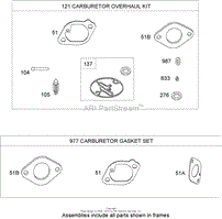 CARBURETOR OVERHAUL KIT BRIGGS AND STRATTON 441677-0136-E1