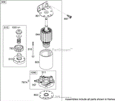 STARTER MOTOR ASSEMBLY BRIGGS AND STRATTON 441677-0136-E1