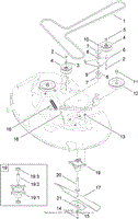 42 INCH DECK BELT, SPINDLE AND BLADE ASSEMBLY