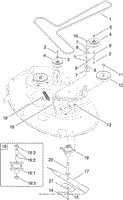 42 INCH DECK BELT, SPINDLE AND BLADE ASSEMBLY