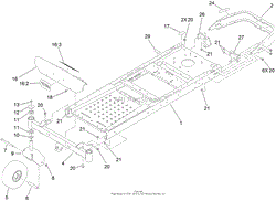 FRAME, FRONT AXLE AND CASTER WHEEL ASSEMBLY