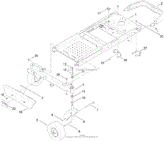 FRAME, FRONT AXLE AND CASTER WHEEL ASSEMBLY