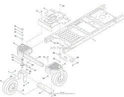 FRAME, FRONT AXLE AND CASTER WHEEL ASSEMBLY