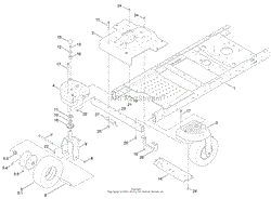 FRAME, FRONT AXLE AND CASTER WHEEL ASSEMBLY