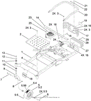 MAIN FRAME AND FRONT CASTER WHEEL ASSEMBLY