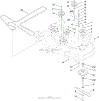 48 INCH DECK BELT, SPINDLE AND HI-FLO BLADE ASSEMBLY