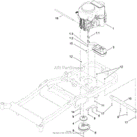 ENGINE, MUFFLER AND CLUTCH ASSEMBLY