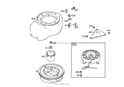 FLYWHEEL, BLOWER HOUSING AND STARTER ASSEMBLIES BRIGGS AND STRATTON 084232-0121-E1