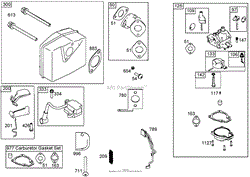 INTAKE MANIFOLD, CARBURETOR, AND MUFFLER ASSEMBLIES BRIGGS AND STRATTON 084333-0199-E1