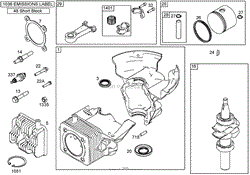 CRANKCASE, CRANKSHAFT, CYLINDER HEAD, AND CONNECTING ROD ASSEMBLIES BRIGGS AND STRATTON 084333-0199-E1