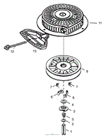 REWIND STARTER ASSEMBLY NO. 590749 TECUMSEH HMSK-80 155723