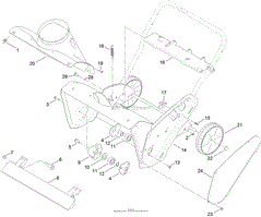 MAIN FRAME, CHUTE AND WHEEL ASSEMBLY