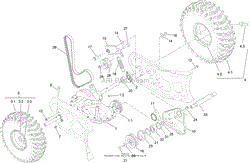 TRANSMISSION, DRIVE AND TIRE ASSEMBLY