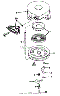 REWIND STARTER NO. 590576 (5 AND 7 H.P. SNOWTHROWER MODEL NOS. 38040 AND 38050)