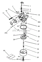 CARBURETOR ASSEMBLY NO. 640303 TECUMSEH LV195EA-362003B