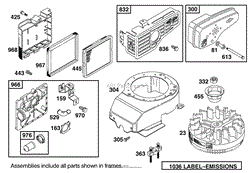 FLYWHEEL / MUFFLER / AND AIR CLEANER ASSEMBLIES BRIGGS AND STRATTON MODEL 12J805-2370-B1