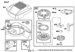 HOUSING / STARTER / AND FUEL TANK ASSEMBLIES BRIGGS AND STRATTON MODEL 12J805-2370-B1