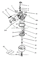 CARBURETOR ASSEMBLY NO. 640303 TECUMSEH MODEL NO. LEV120-362003A