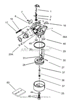 CARBURETOR ASSEMBLY NO. 640303 TECUMSEH MODEL NO. LEV120-362004A