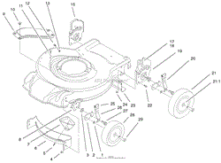 HOUSING, HANDLE BRACKETS, AND WHEEL ASSEMBLY