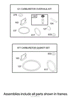 CARBURETOR OVERHAUL KIT ASSEMBLY BRIGGS AND STRATTON MODEL 12H802-1720-B1
