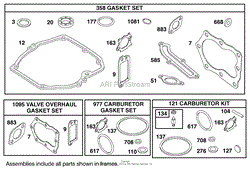 GASKET SETS AND CARBURETOR KIT ASSEMBLIES BRIGGS AND STRATTON 12H807-1775-E1