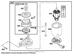 STARTER MOTOR ASSEMBLY BRIGGS AND STRATTON 12H807-1775-E1