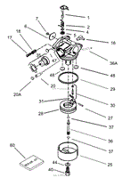 CARBURETOR ASSEMBLY NO. 640303 TECUMSEH MODEL NO. LV195EA-362003B