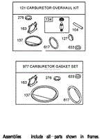 CARBURETOR OVERHAUL KIT ASSEMBLY BRIGGS AND STRATTON 125K05-0186-E1