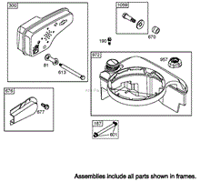 MUFFLER AND FUEL TANK ASSEMBLY BRIGGS AND STRATTON 125K05-0186-E1