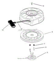 RECOIL STARTER ASSEMBLY NO. 590739 TECUMSEH NO. LEV120-362004A