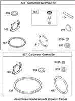 CARBURETOR OVERHAUL KIT BRIGGS AND STRATTON 126T02-0237-B1